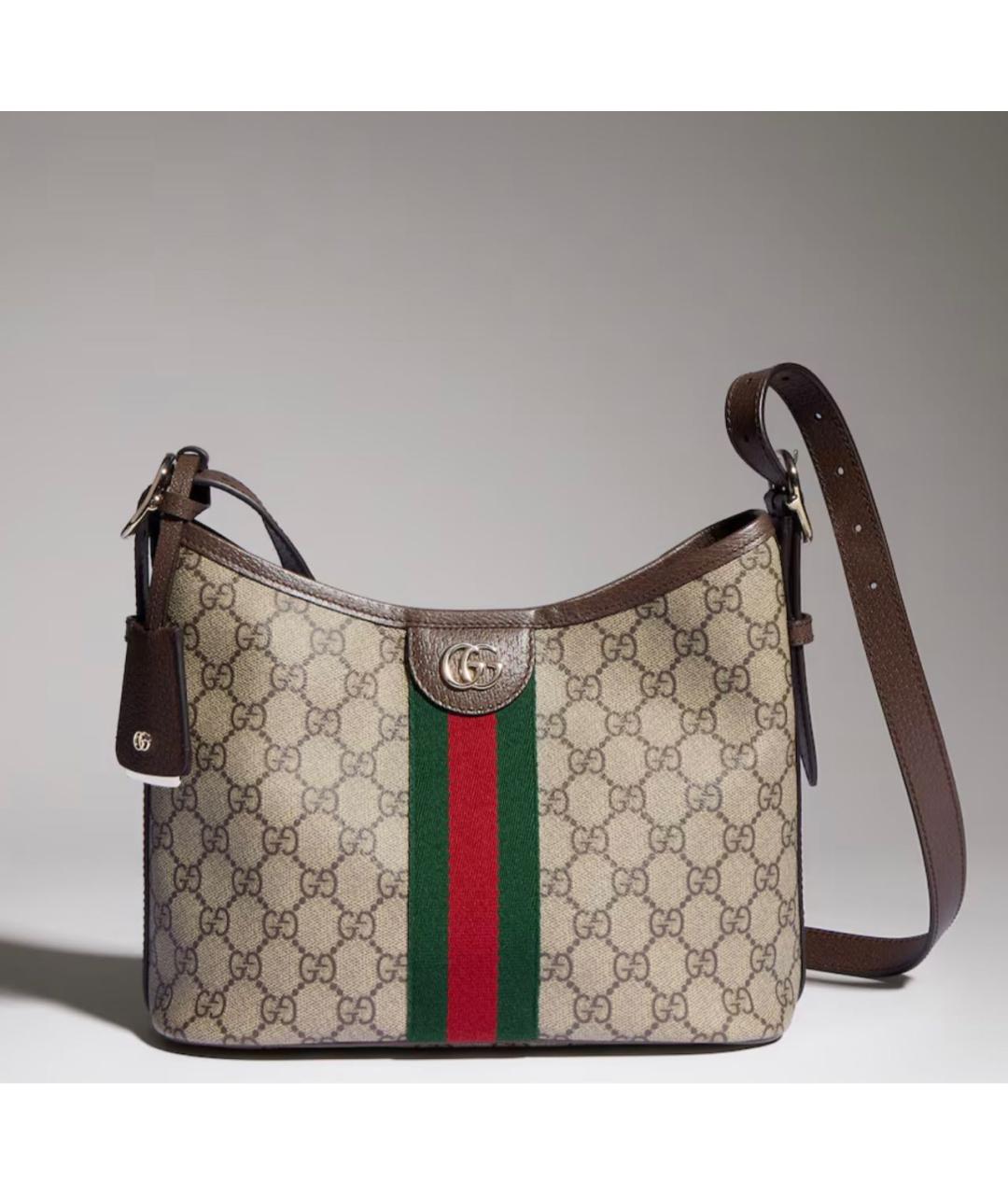 GUCCI Бежевая сумка через плечо из канвы, фото 6