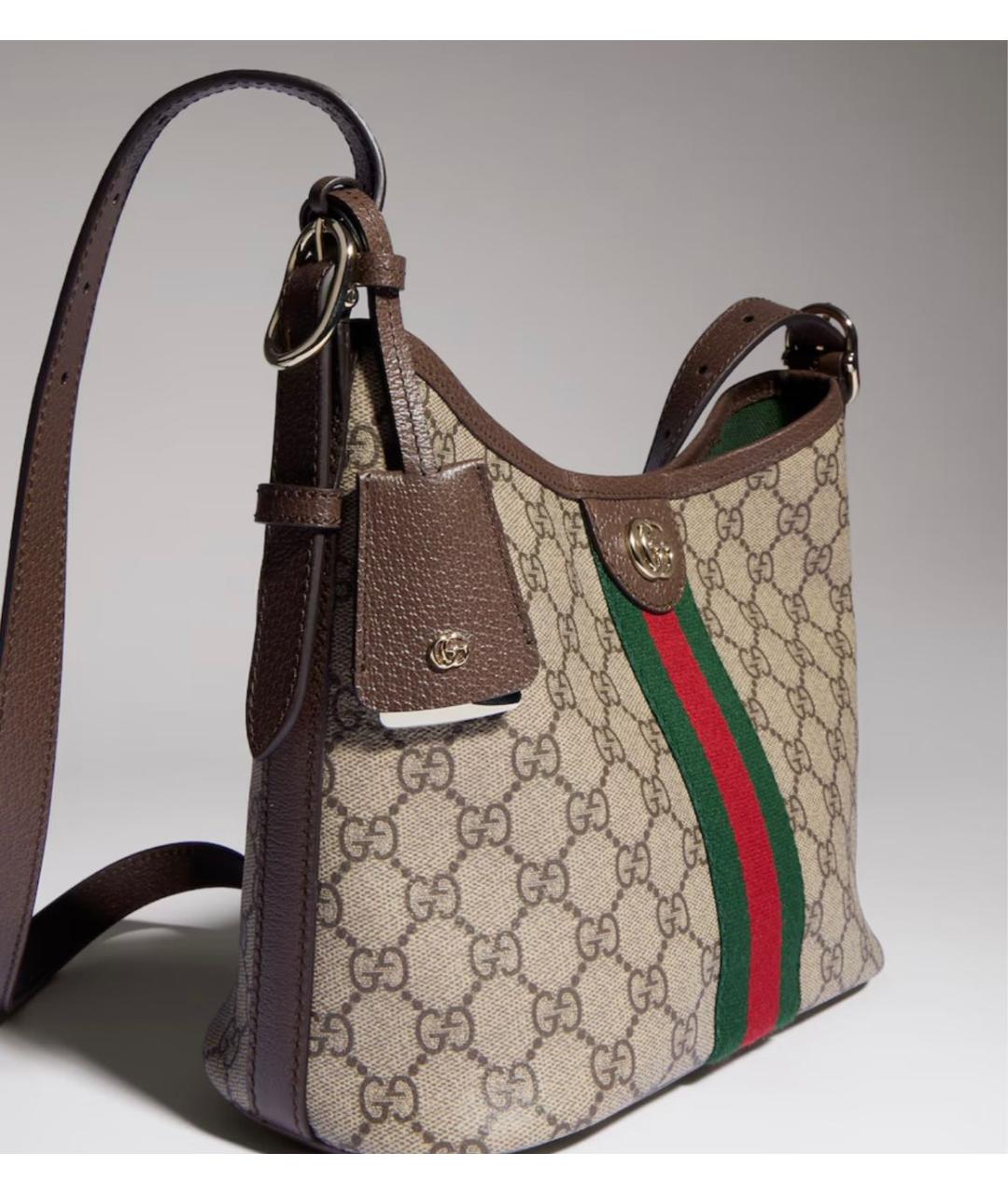 GUCCI Бежевая сумка через плечо из канвы, фото 3
