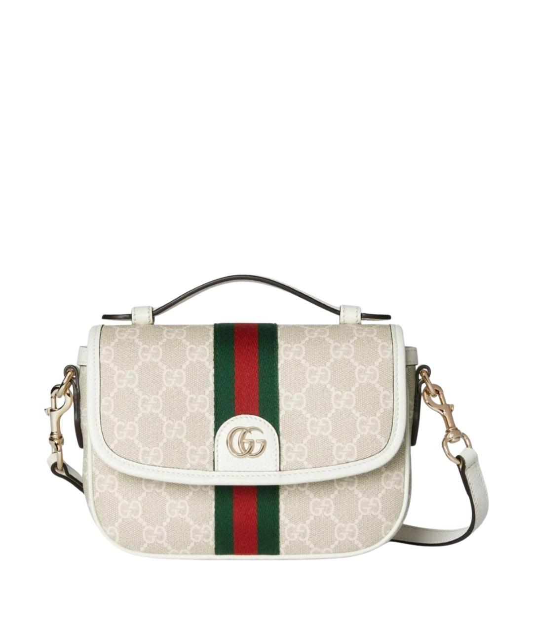 GUCCI Белая сумка через плечо из канвы, фото 1