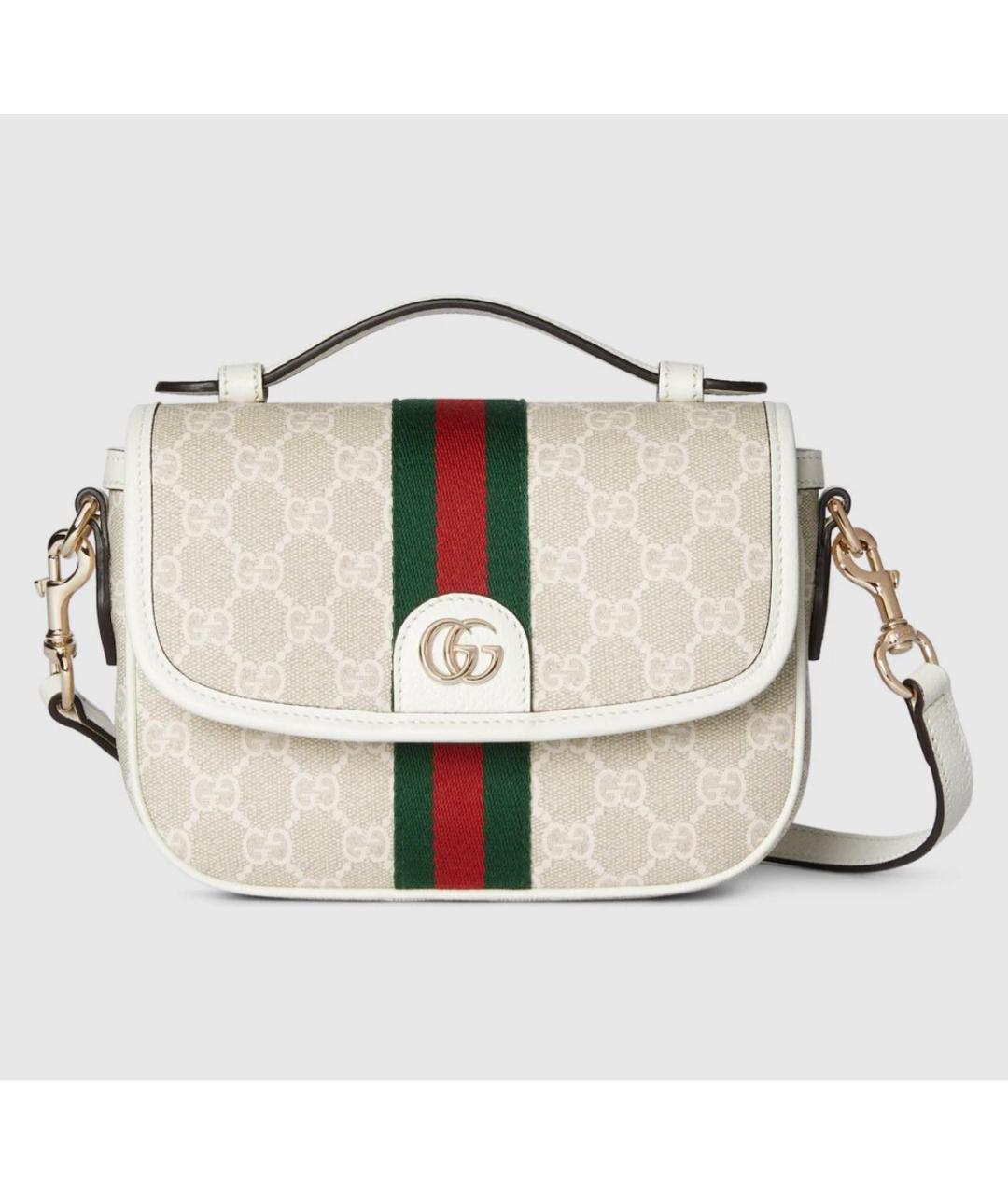 GUCCI Белая сумка через плечо из канвы, фото 6