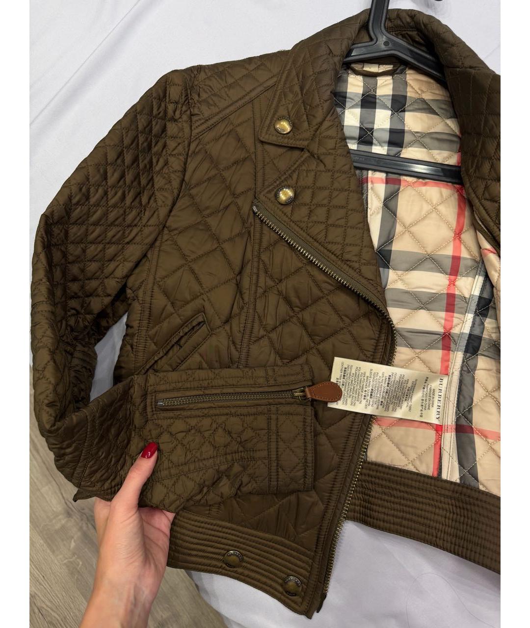 BURBERRY Хаки полиамидовый пуховик, фото 4
