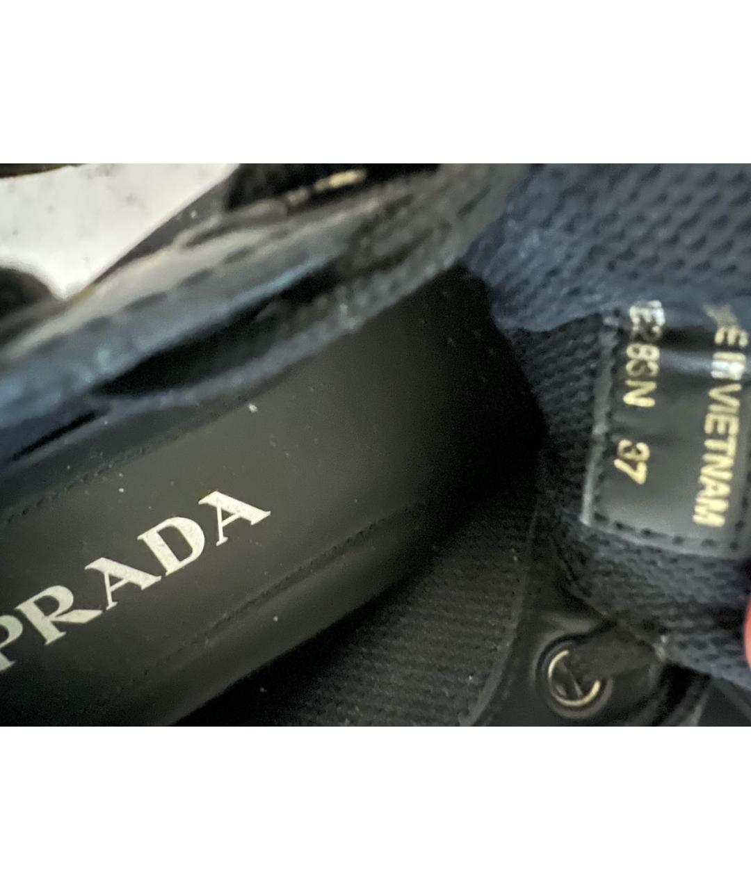 PRADA Черные кожаные кроссовки, фото 5