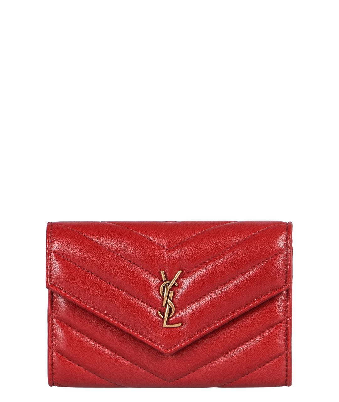 SAINT LAURENT Красный кожаный кошелек, фото 1
