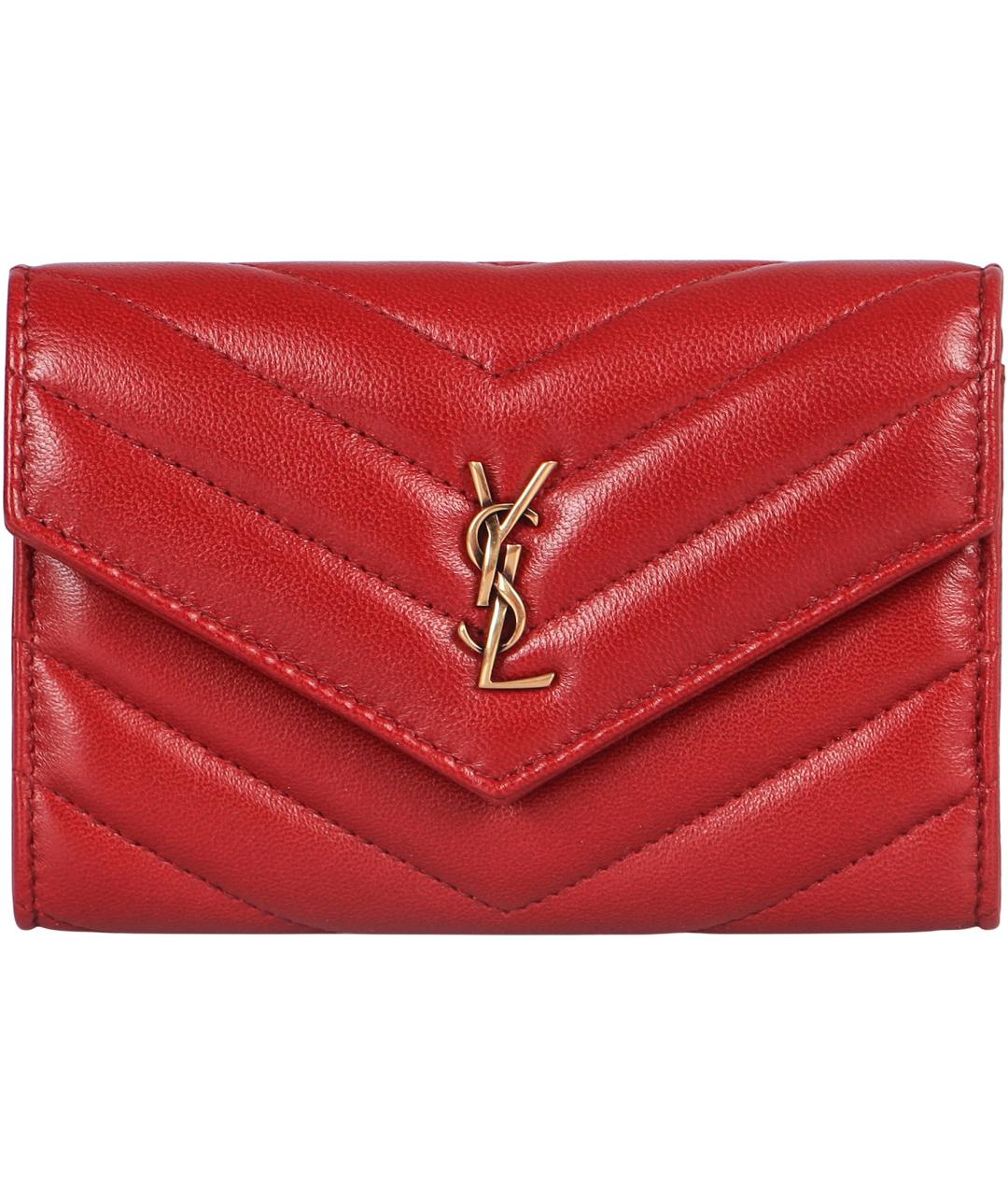 SAINT LAURENT Красный кожаный кошелек, фото 2