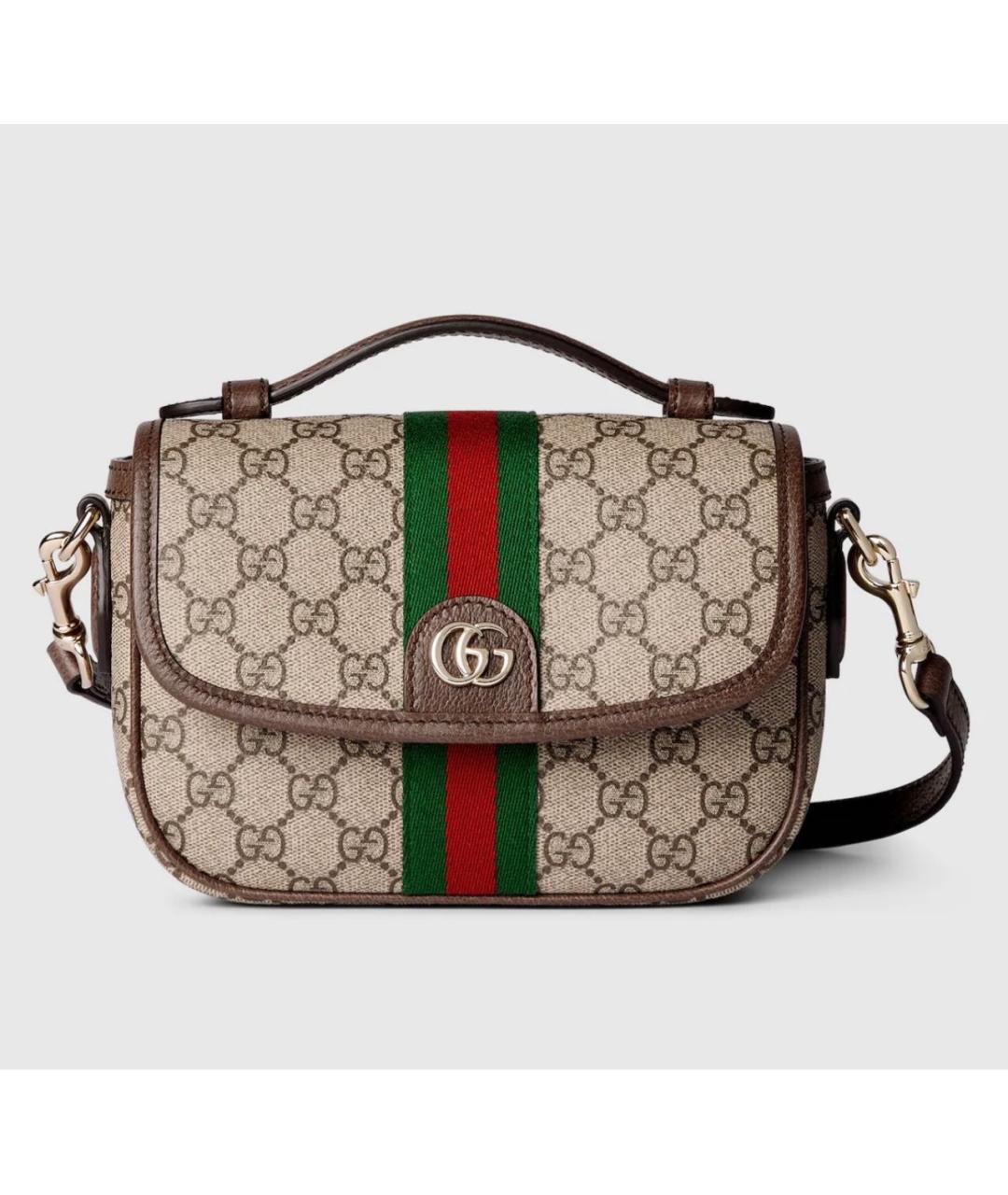 GUCCI Бежевая сумка через плечо из канвы, фото 5