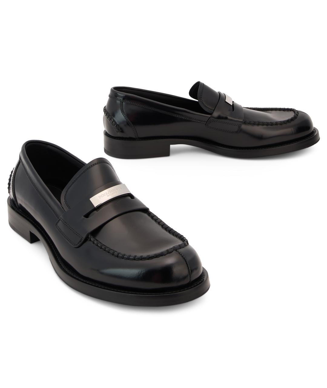DOLCE&GABBANA Черные кожаные лоферы, фото 3