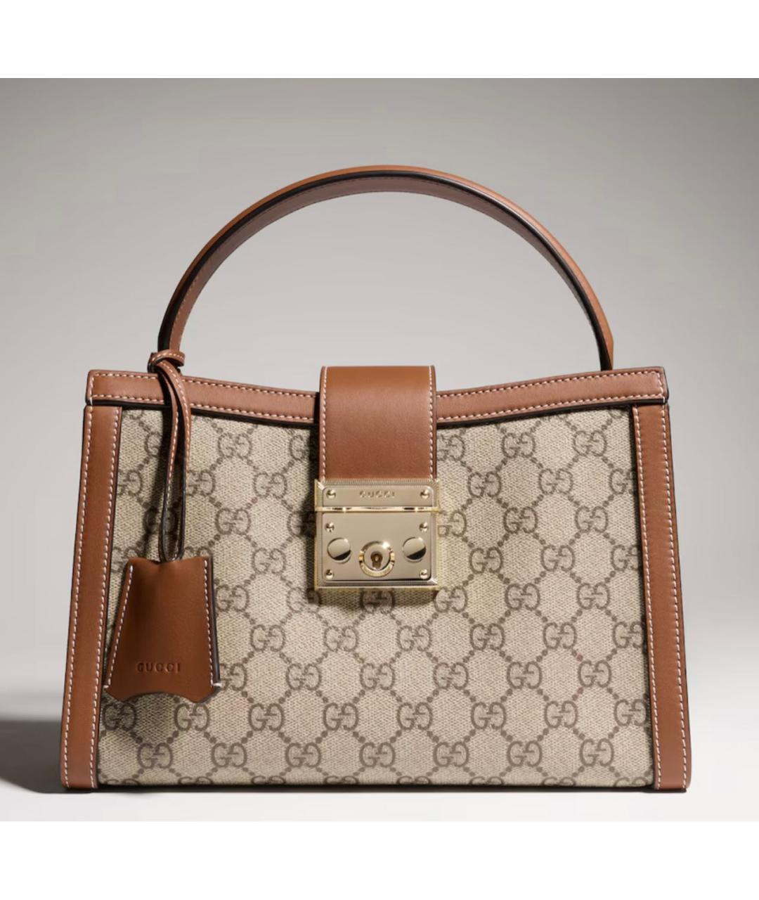 GUCCI Бежевая сумка с короткими ручками из канвы, фото 8