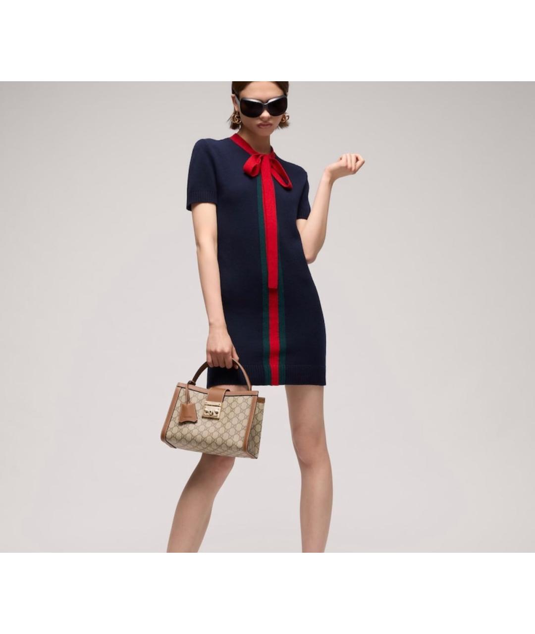 GUCCI Бежевая сумка с короткими ручками из канвы, фото 4