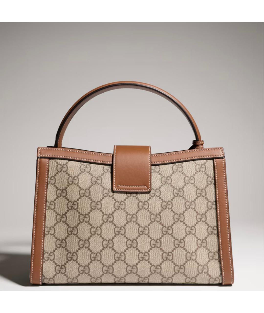 GUCCI Бежевая сумка с короткими ручками из канвы, фото 7