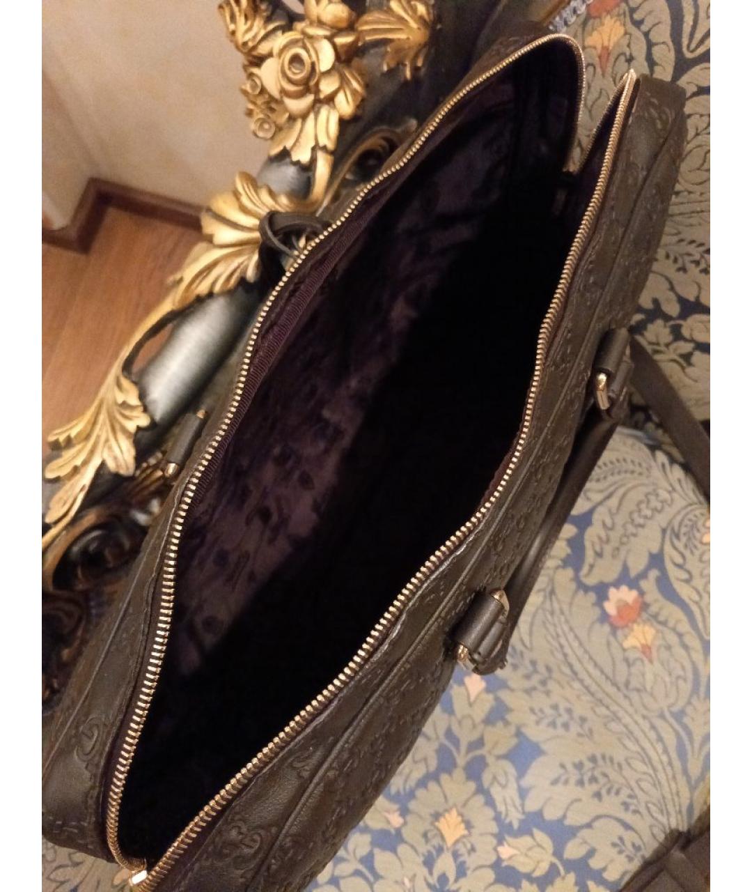 GUCCI Коричневый кожаный портфель, фото 4