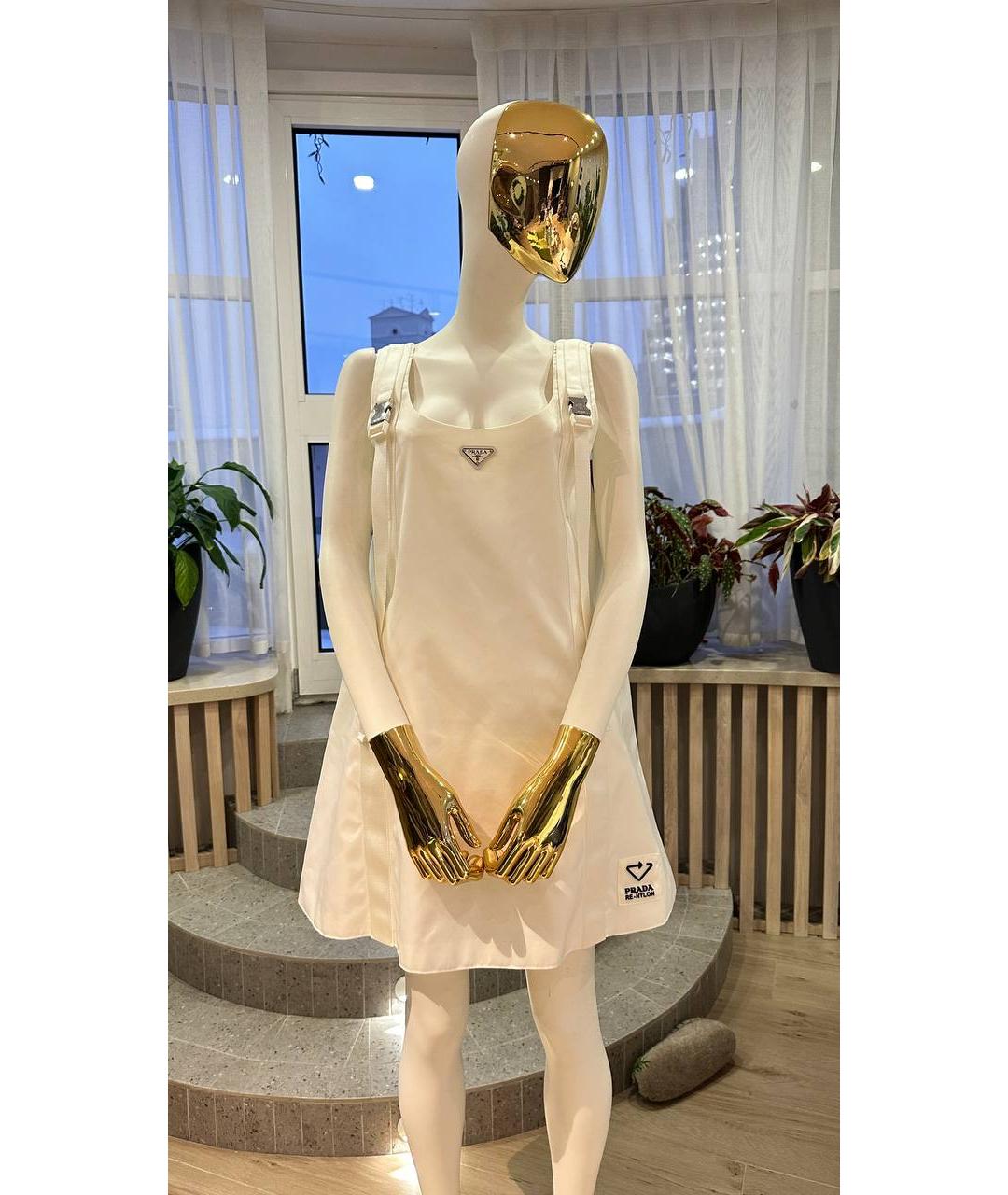 PRADA Белое хлопковое повседневное платье, фото 4