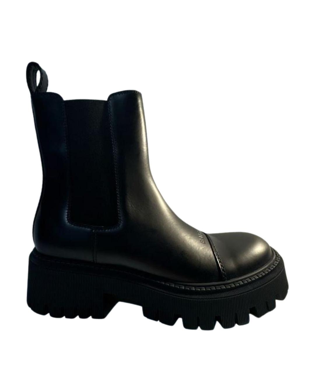 BALENCIAGA Черные кожаные ботинки, фото 1