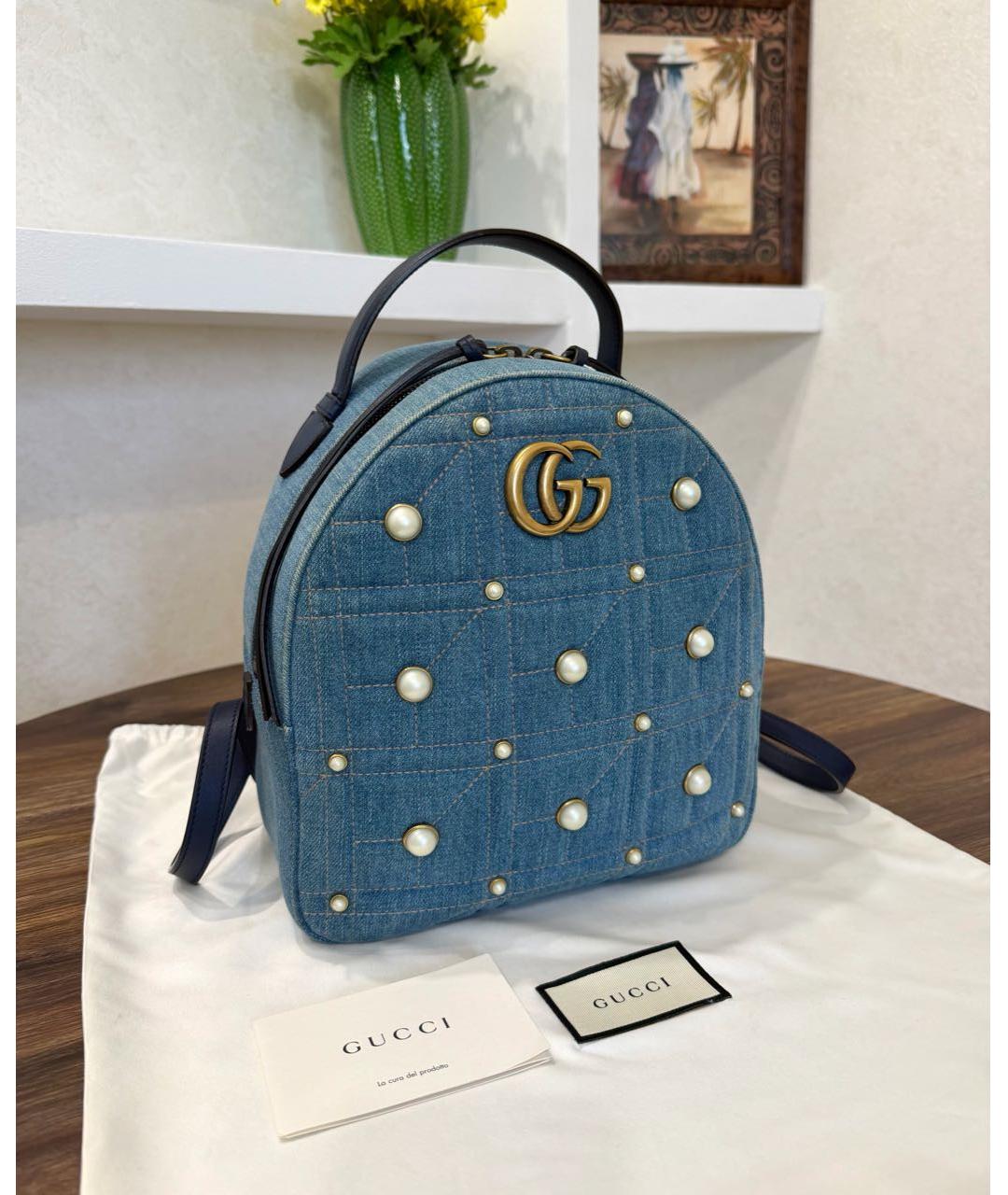 GUCCI Голубой деним рюкзак, фото 3