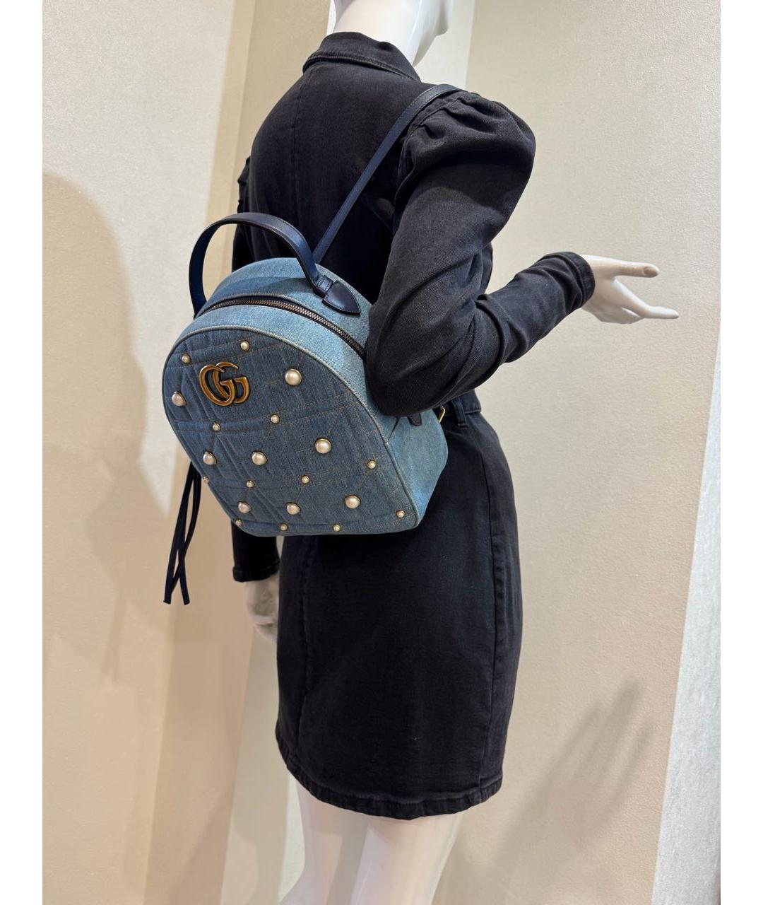 GUCCI Голубой деним рюкзак, фото 4