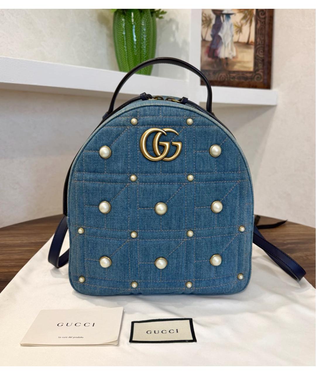 GUCCI Голубой деним рюкзак, фото 2