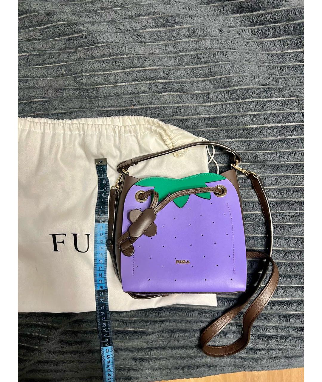 FURLA Фиолетовая кожаная сумка с короткими ручками, фото 4