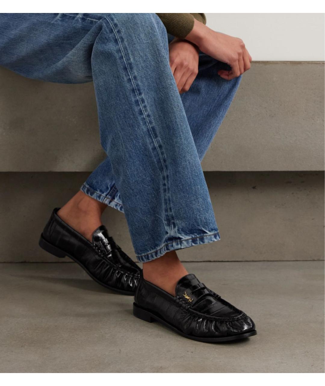 SAINT LAURENT Черные кожаные лоферы, фото 3