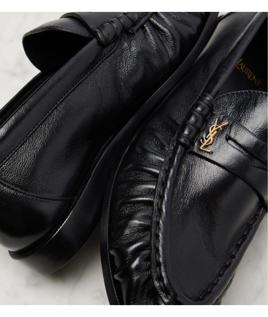 SAINT LAURENT Черные кожаные лоферы, фото 2
