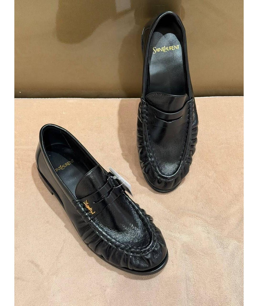 SAINT LAURENT Черные кожаные лоферы, фото 4