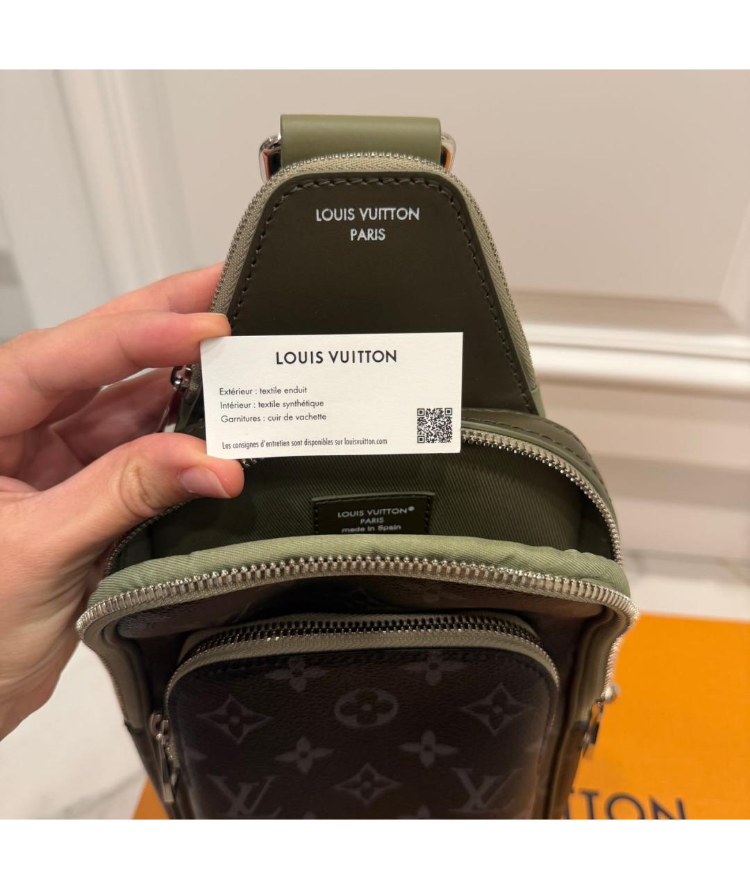 LOUIS VUITTON Антрацитовая сумка на плечо из канвы, фото 7