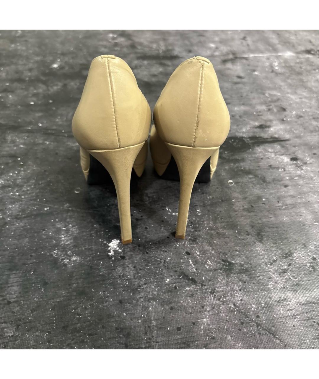 SAINT LAURENT Бежевые кожаные туфли, фото 4