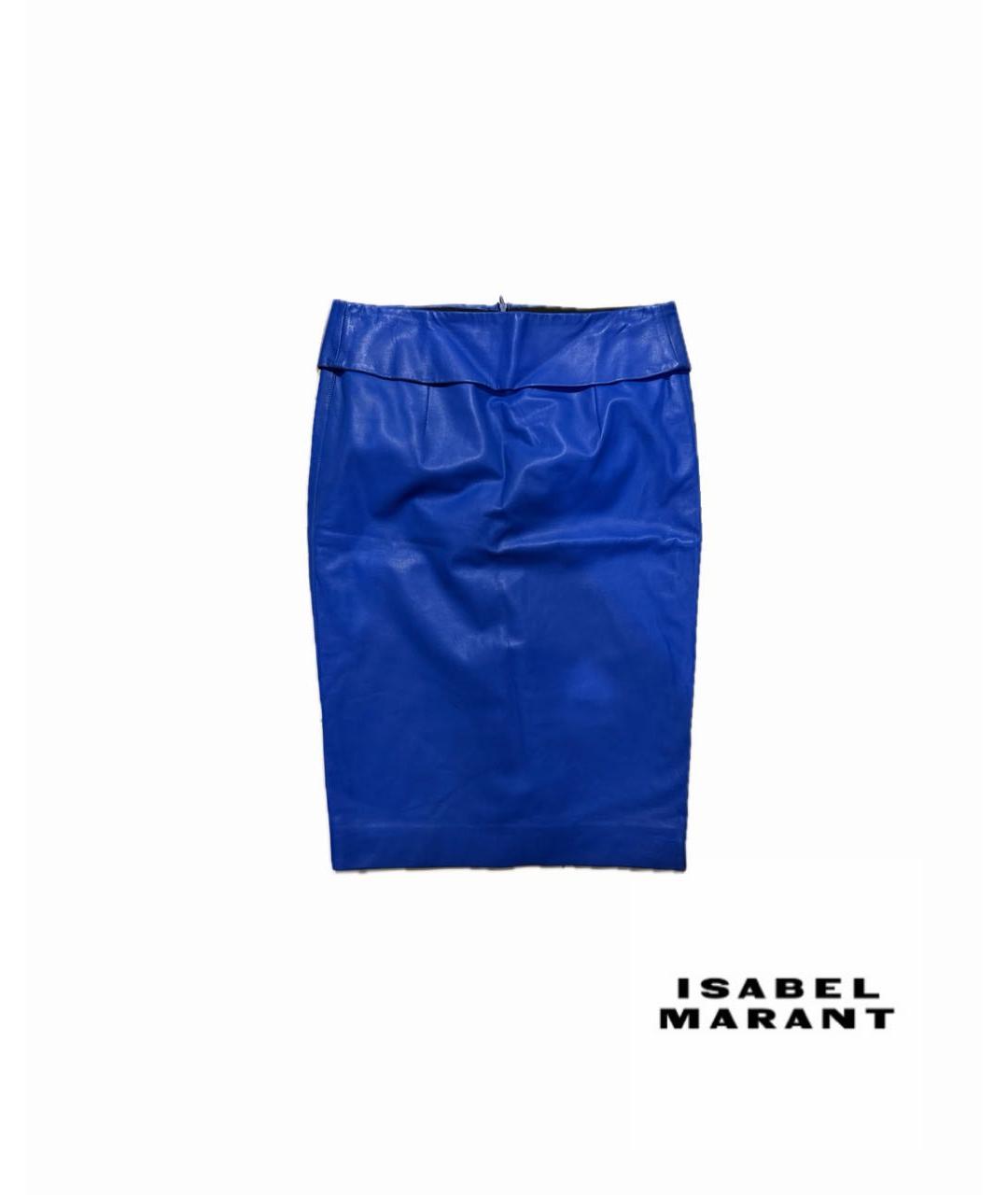 ISABEL MARANT Синяя кожаная юбка миди, фото 8