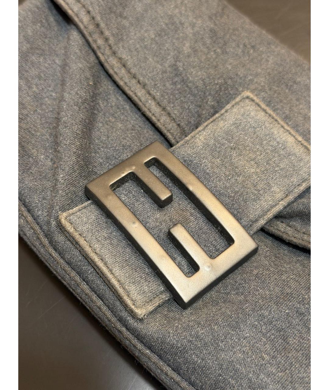 FENDI Антрацитовая тканевая сумка с короткими ручками, фото 3