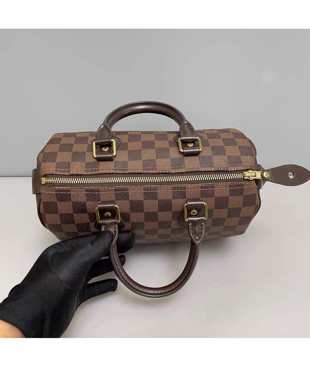 LOUIS VUITTON Коричневая кожаная сумка с короткими ручками, фото 7