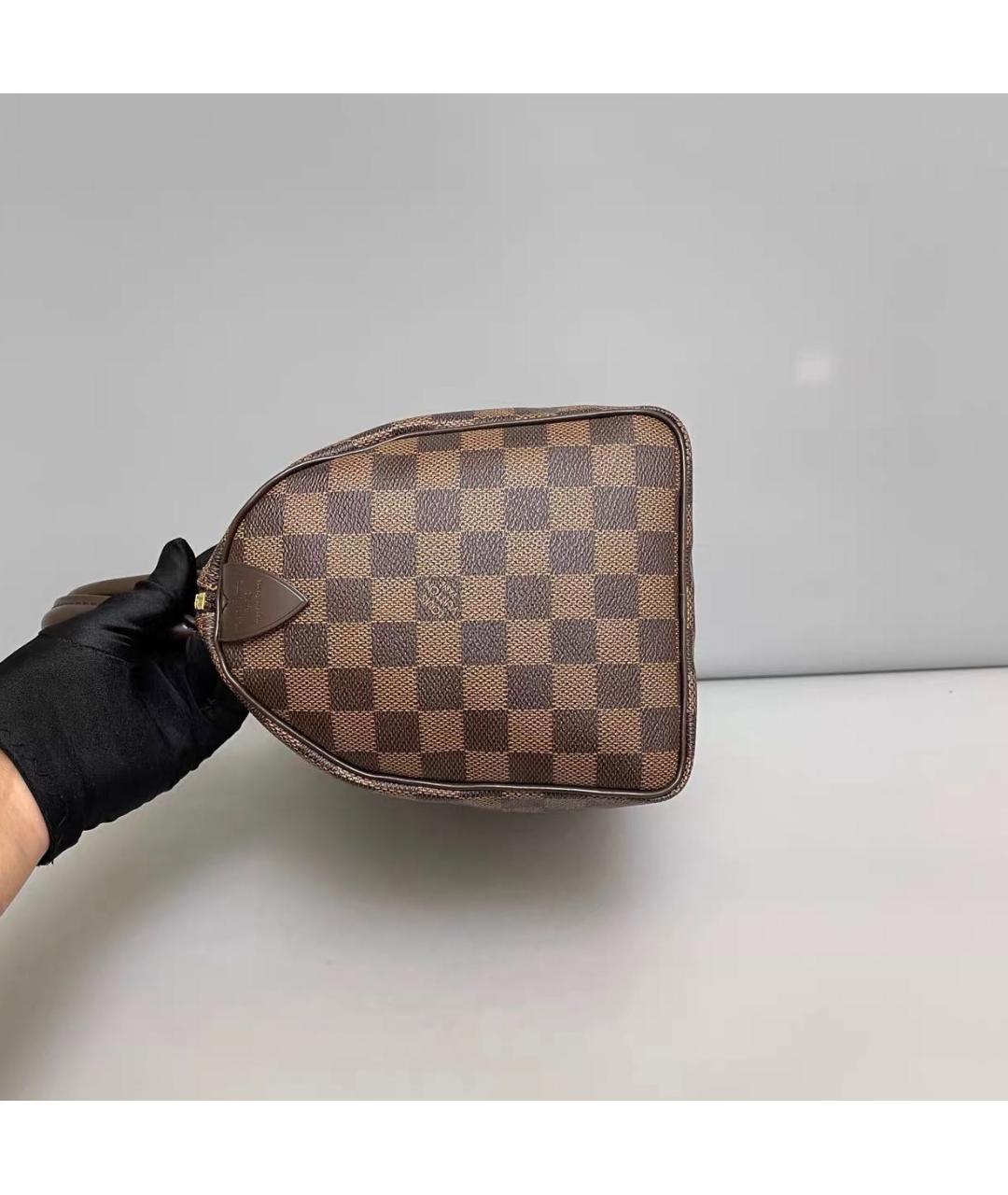 LOUIS VUITTON Коричневая кожаная сумка с короткими ручками, фото 4