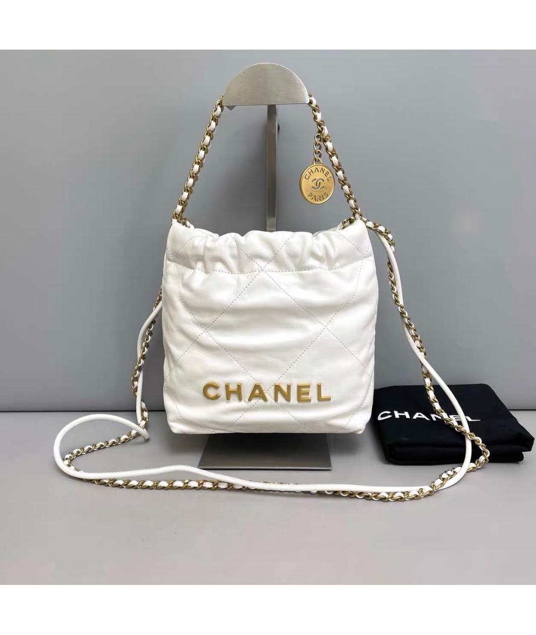 CHANEL Белая кожаная сумка тоут, фото 9