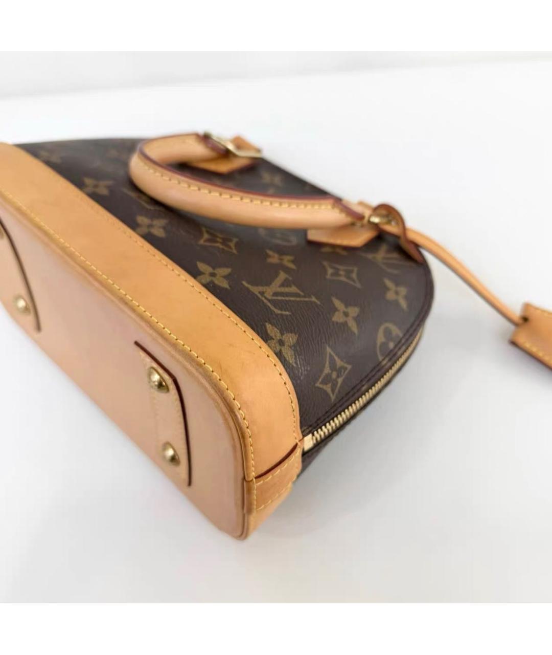 LOUIS VUITTON Коричневая кожаная сумка через плечо, фото 7