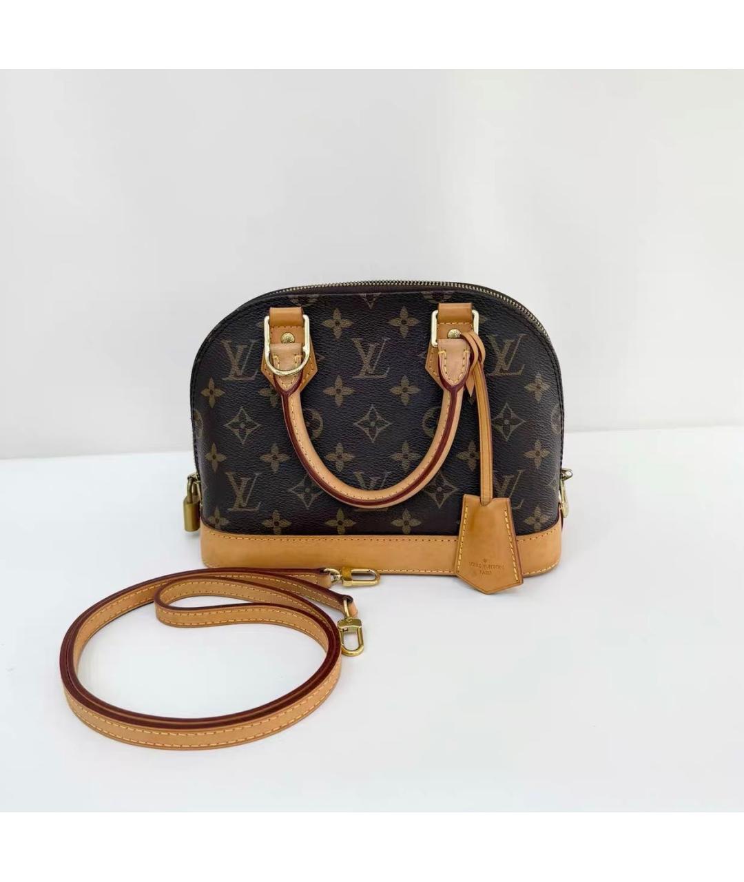 LOUIS VUITTON Коричневая кожаная сумка через плечо, фото 9