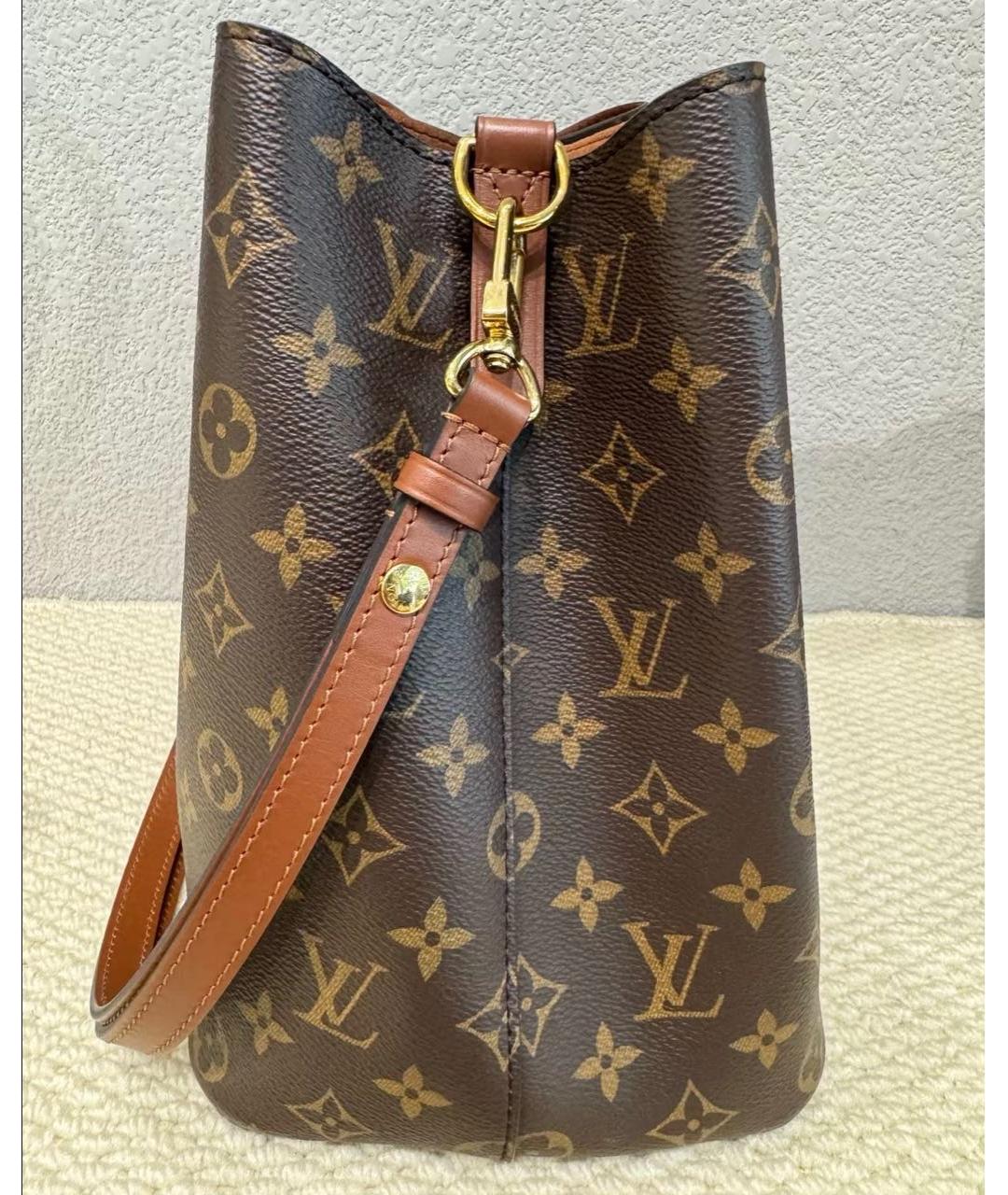 LOUIS VUITTON Коричневая кожаная сумка тоут, фото 4
