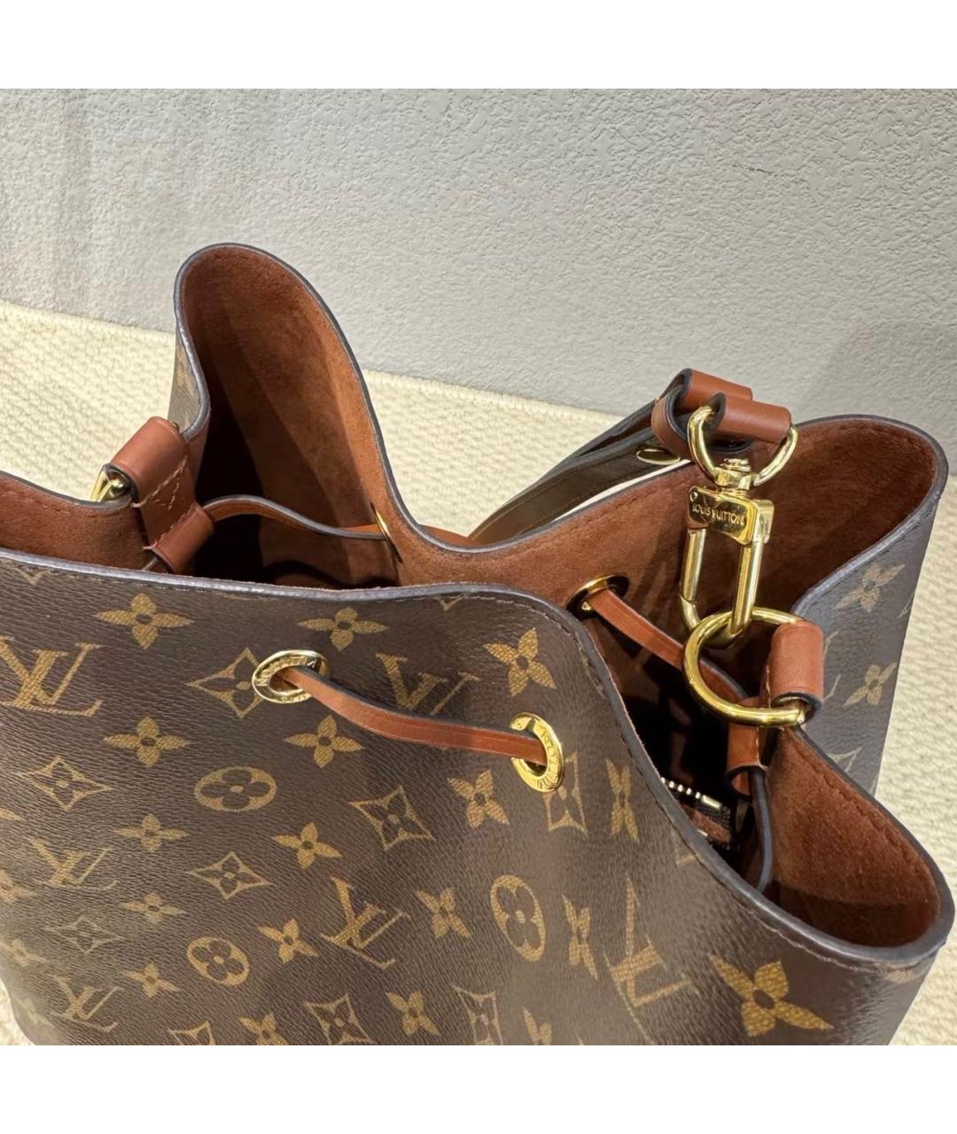 LOUIS VUITTON Коричневая кожаная сумка тоут, фото 7