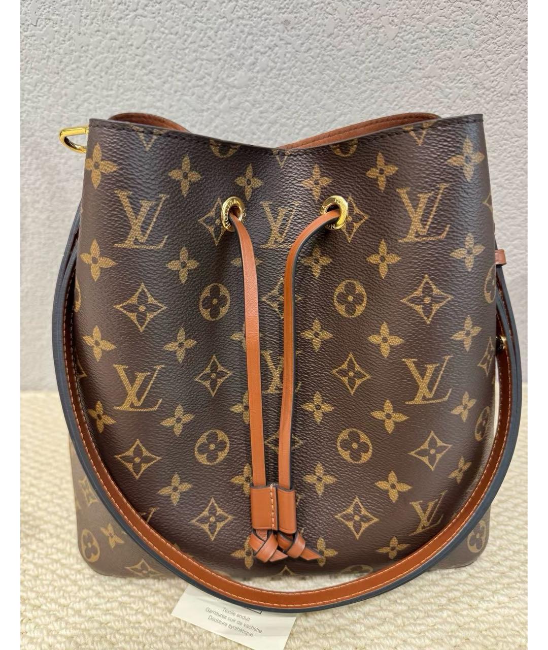 LOUIS VUITTON Коричневая кожаная сумка тоут, фото 9