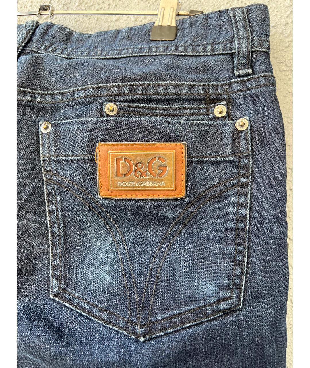 DOLCE&GABBANA Темно-синие хлопковые прямые джинсы, фото 4