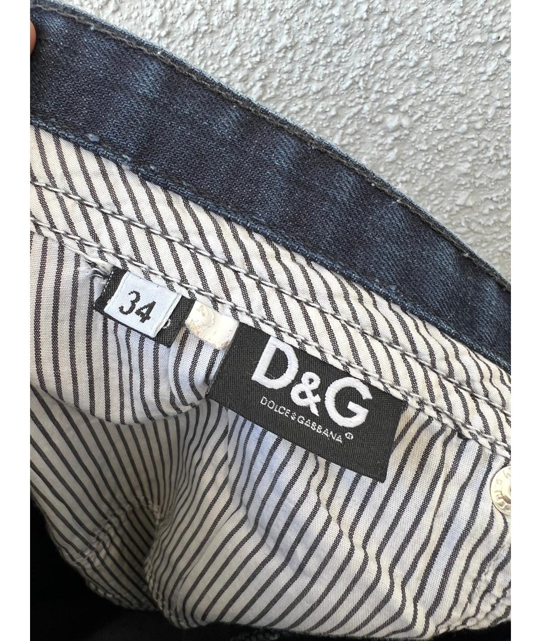 DOLCE&GABBANA Темно-синие хлопковые прямые джинсы, фото 5