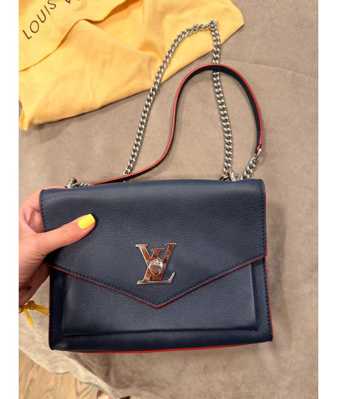 LOUIS VUITTON Темно-синяя кожаная сумка через плечо, фото 5