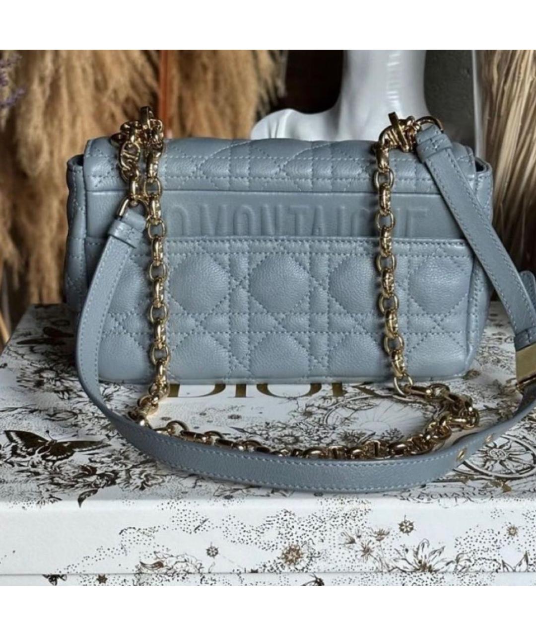 CHRISTIAN DIOR Голубая кожаная сумка через плечо, фото 2