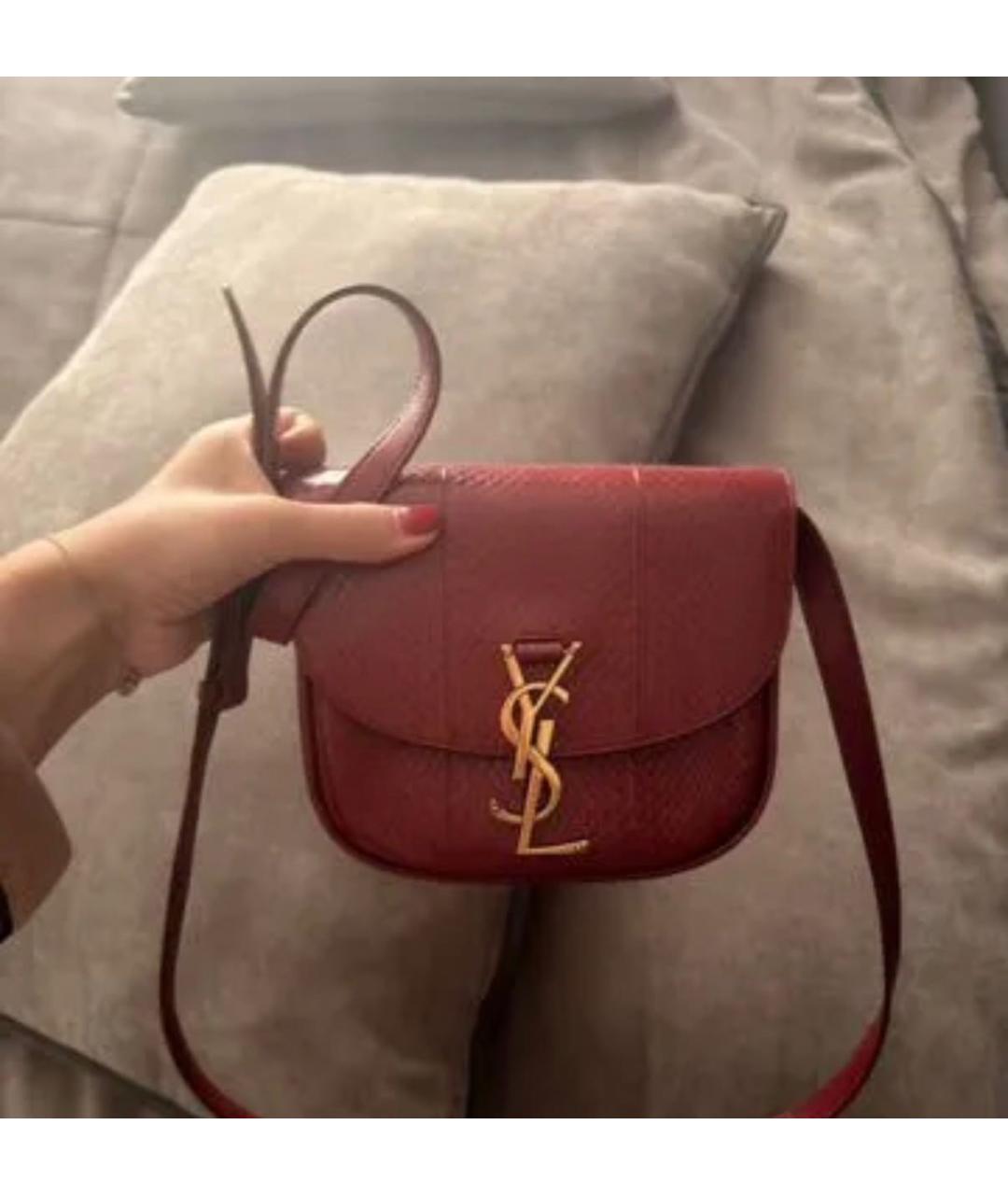 SAINT LAURENT Бордовая сумка через плечо из экзотической кожи, фото 4