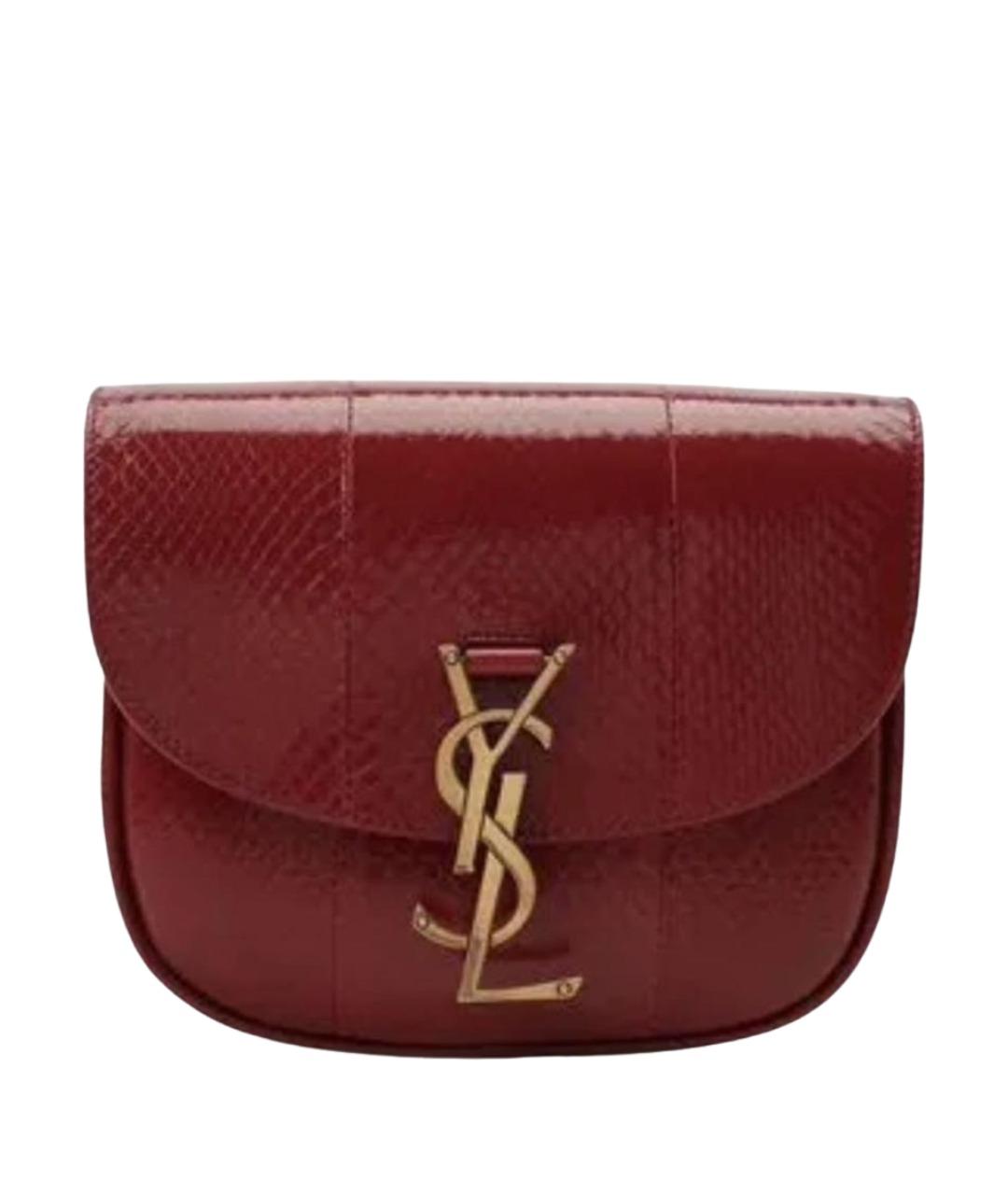 SAINT LAURENT Бордовая сумка через плечо из экзотической кожи, фото 1