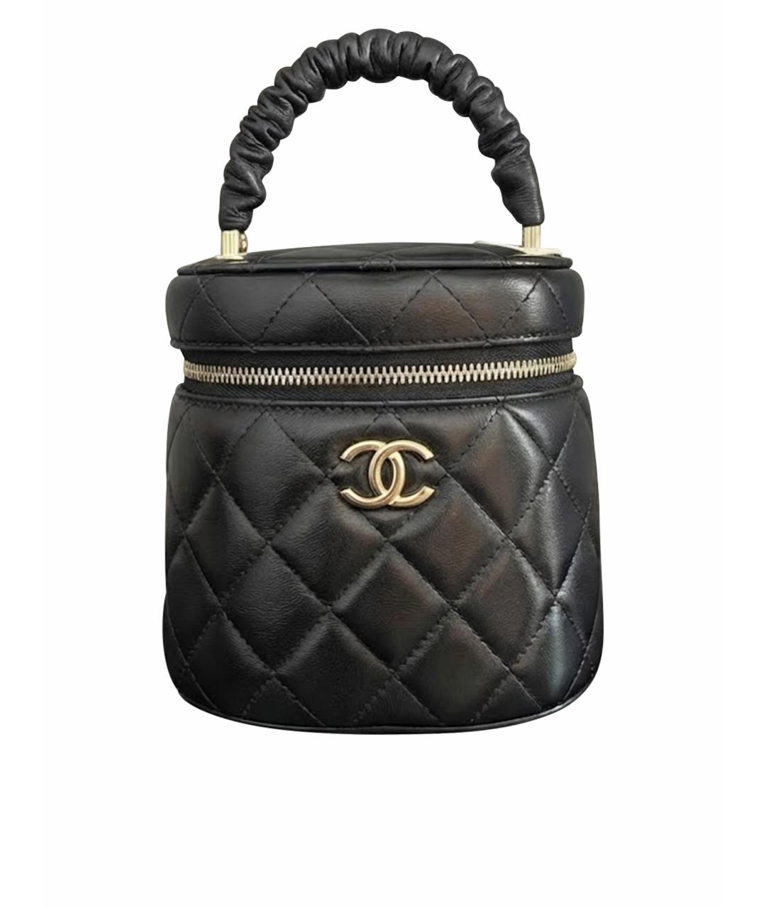 CHANEL Черная кожаная сумка с короткими ручками, фото 1