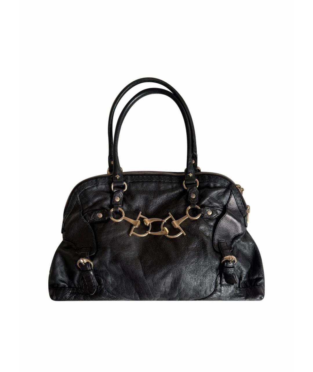GUCCI Черная кожаная сумка с короткими ручками, фото 1