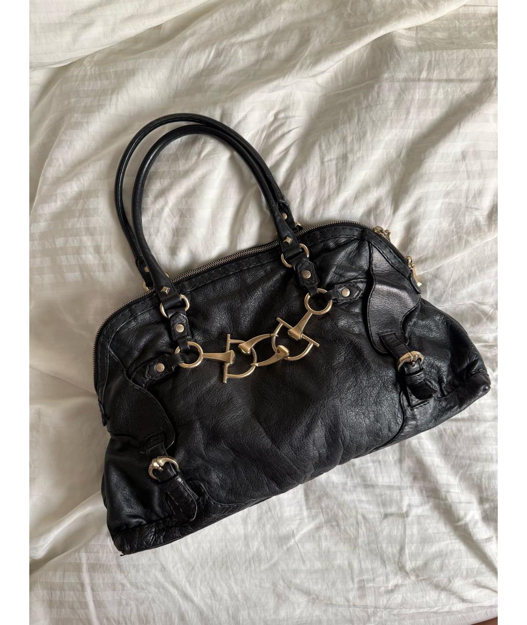 GUCCI Черная кожаная сумка с короткими ручками, фото 9
