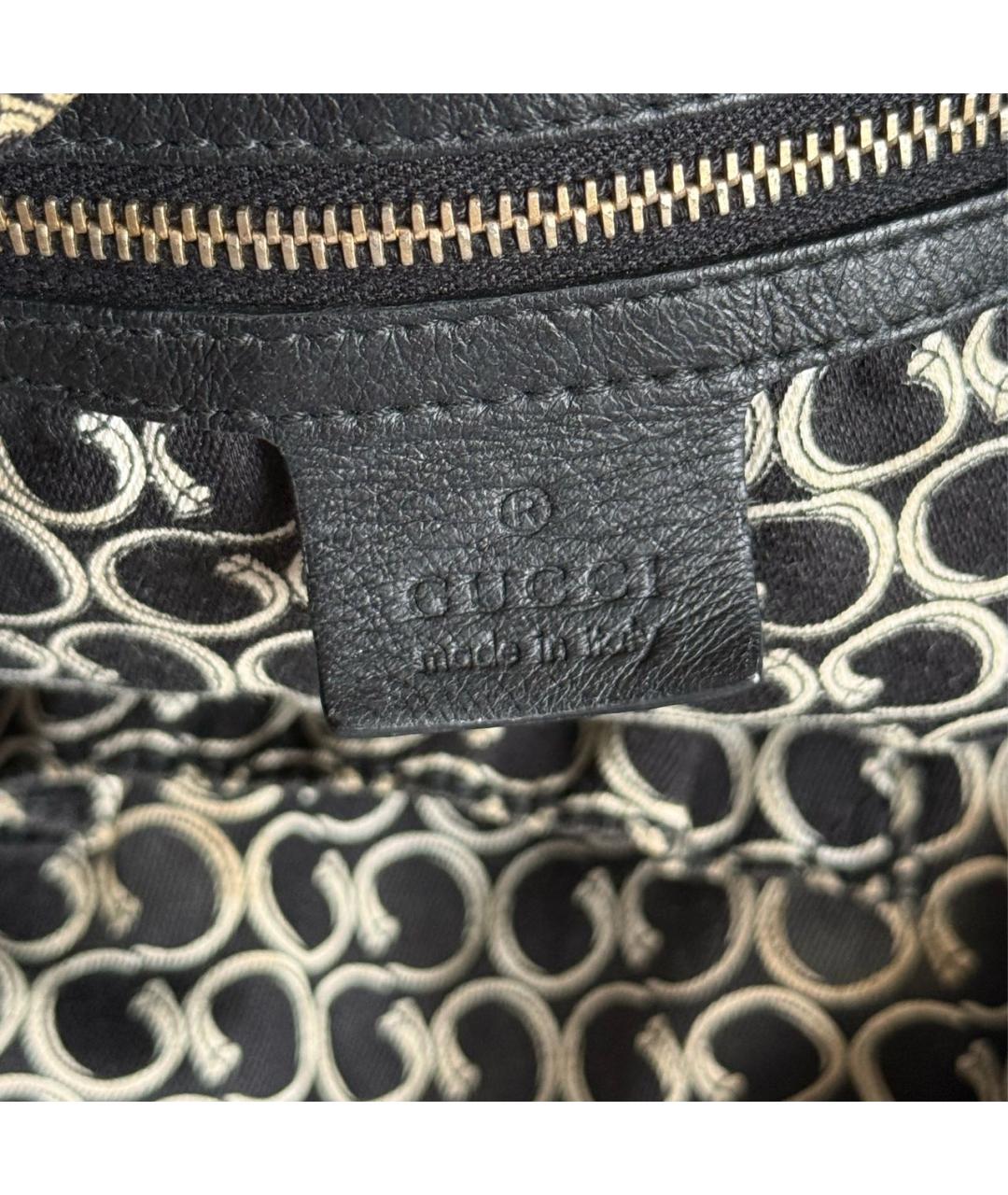 GUCCI Черная кожаная сумка с короткими ручками, фото 7