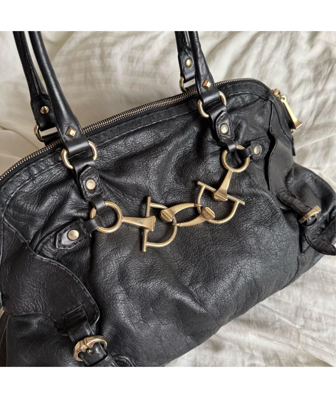 GUCCI Черная кожаная сумка с короткими ручками, фото 3