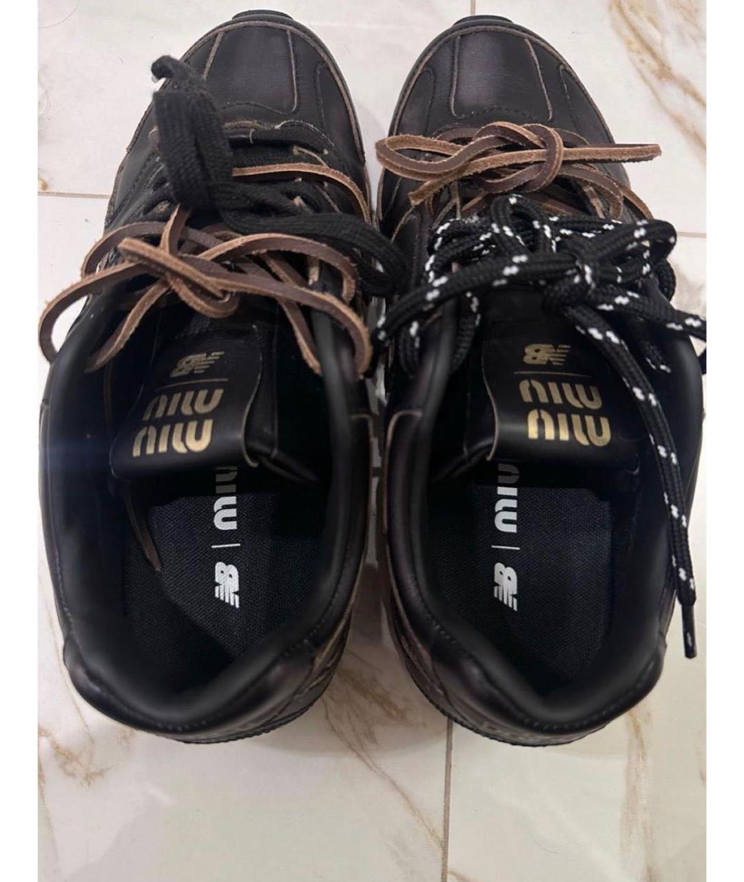 MIU MIU Черные кожаные кеды, фото 4