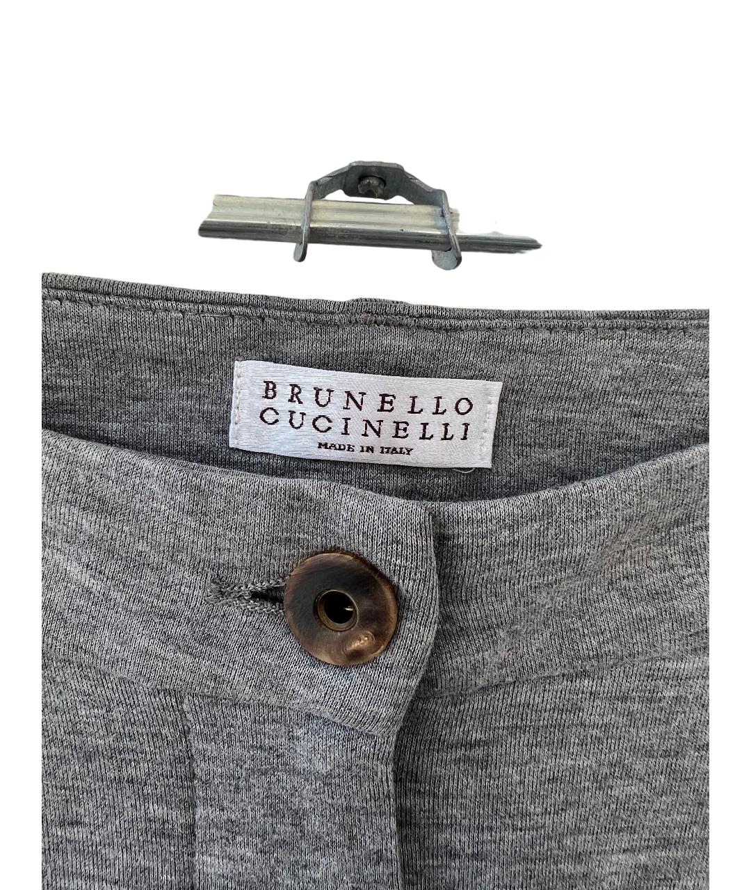 BRUNELLO CUCINELLI Серые хлопковые прямые брюки, фото 4