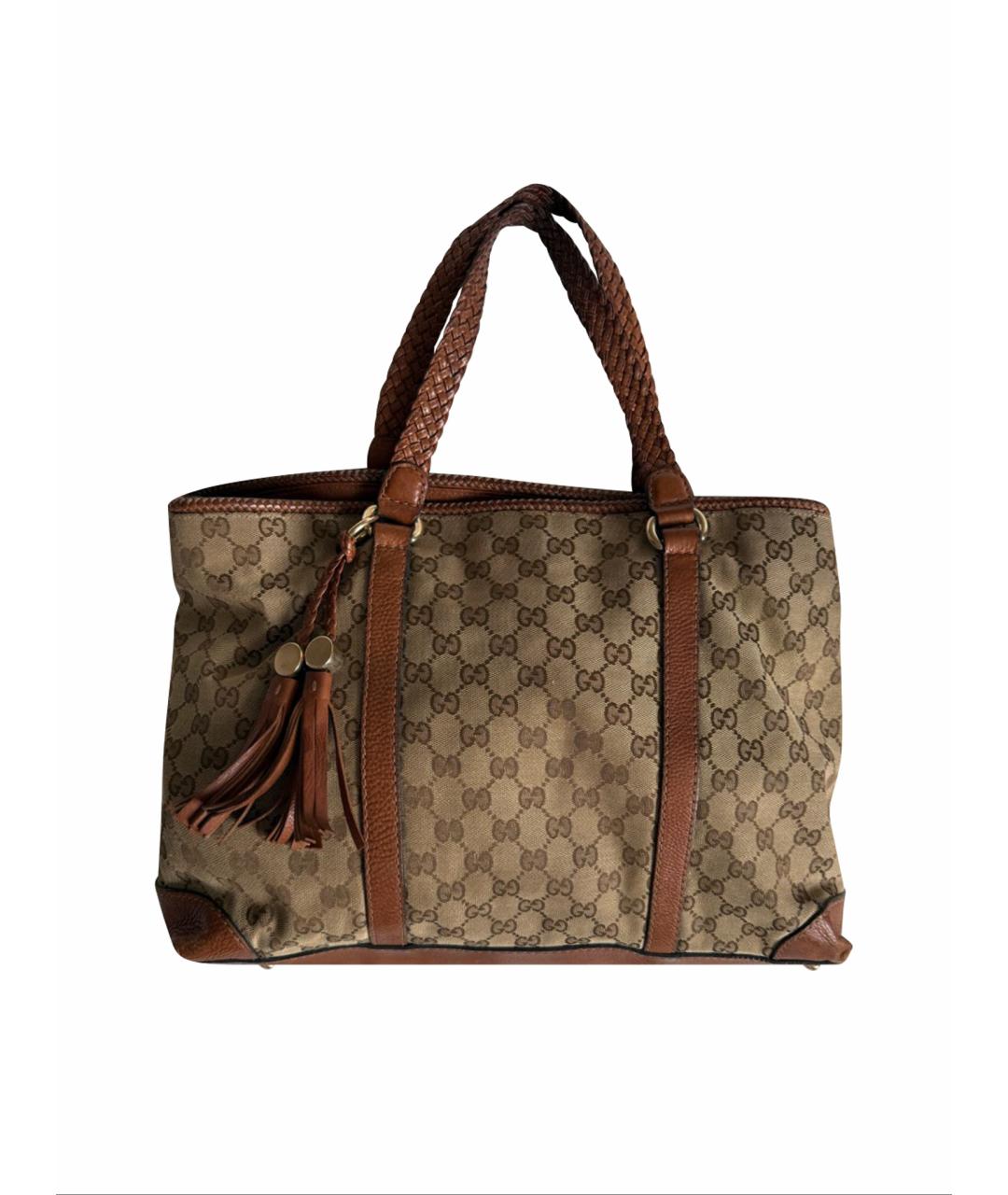 GUCCI Коричневая сумка тоут из канвы, фото 1