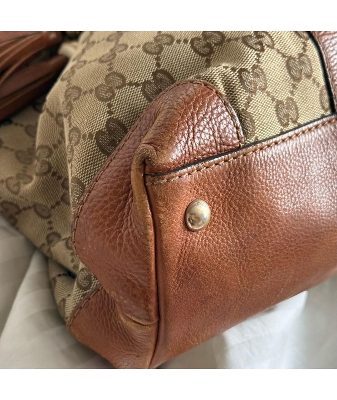 GUCCI Коричневая сумка тоут из канвы, фото 6
